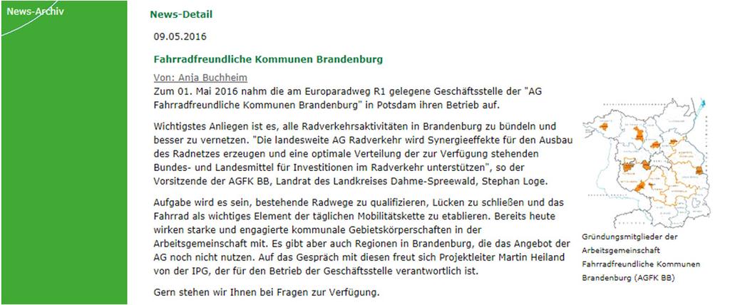 Geschäftsstelle der AGFK BB Kommunikation und Öffentlichkeitsarbeit