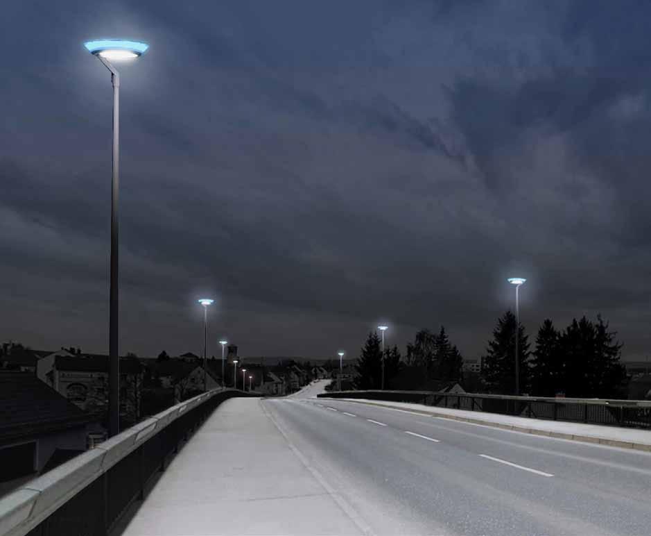 06 Technik kommunal.info Echter Hingucker Die Straßenbeleuchtung trägt zur Verkehrssicherheit bei. Manchmal setzt sie aber auch optische Akzente, etwa bei der Adenauerbrücke in Schwandorf.