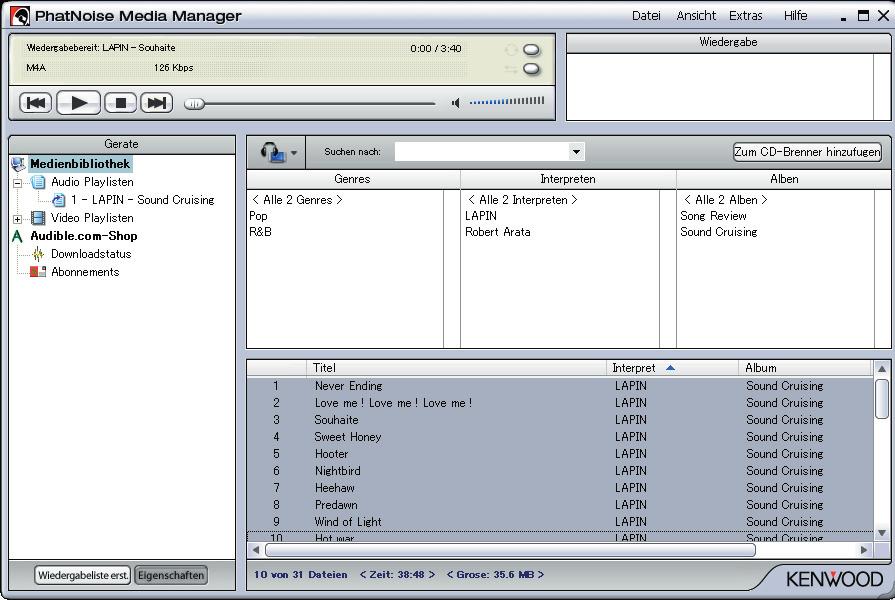 2 EINRICHTUNG Erstellung einer ACDrive (mcd)-disc Erstellen Sie unter Verwendung des Media Manager eine ACDrive (mcd)-disc, um sich den gewünschten Titel unter Verwendung eines ACDrive-kompatiblen
