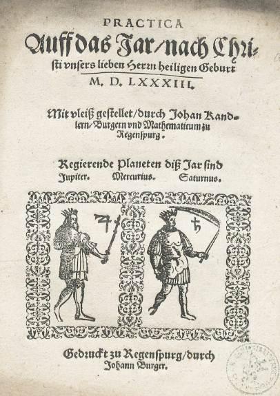 2. Johann Kandler Werke ~1530-1600 Practica Regensburg: Joh.
