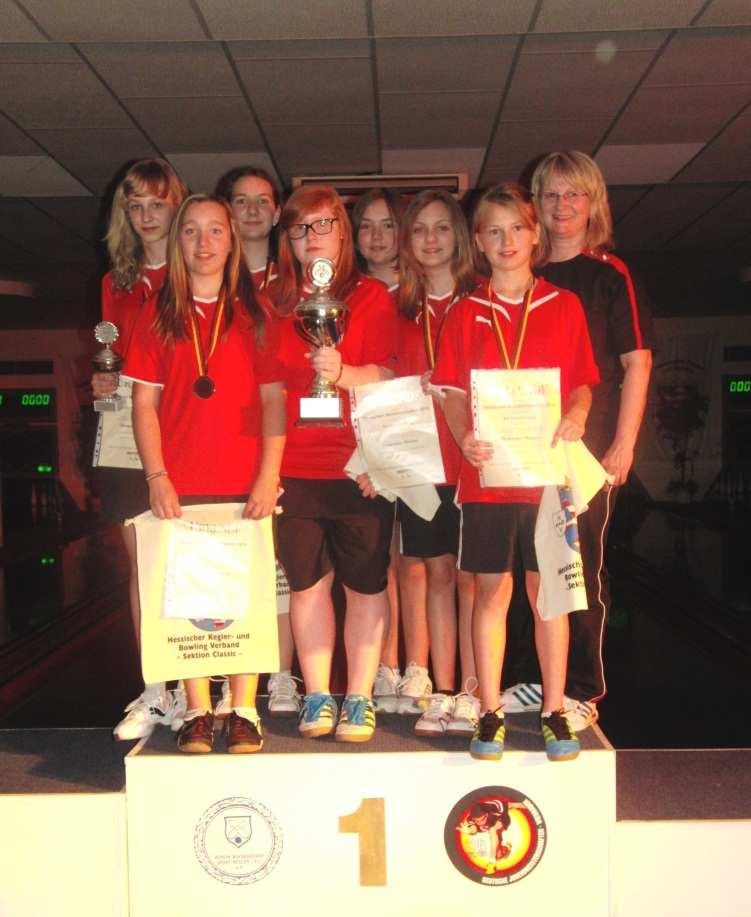 Deutsche Jugend-Meisterschaften In überlegener Manier machte die Mannschaft der U14-Mädchen vom Verein der Kegler von Aschaffenburg und Umgebung ihr Meisterstück in Wiesbaden.
