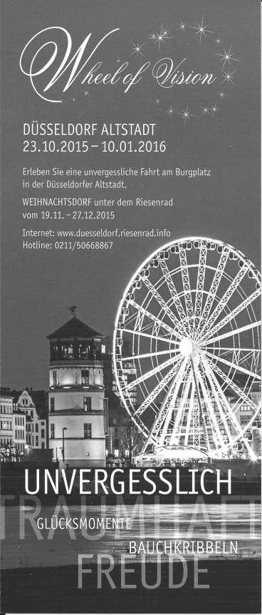 Am 25.10. fand das bereits im Vorfeld mehrfach bekanntgemachte Preisskatturnier im Riesenrad Wheel of Vision auf dem Burgplatz in Düsseldorf statt.