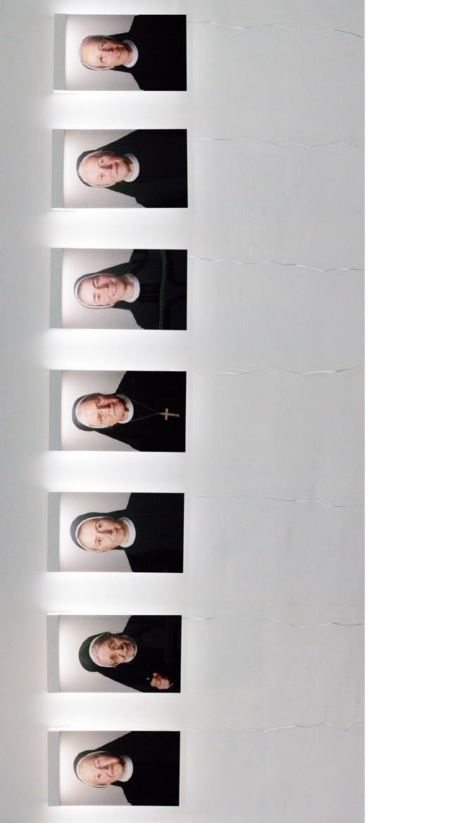 "The world is not enough", 2005 Serie, 7-teilig je 64 x 40 cm Lambda-Prints hinter Plexiglas rückseitig beleuchtet durch Neonröhren Stehen wir Judith Schönenberger s Arbeit gegenüber, so sind wir