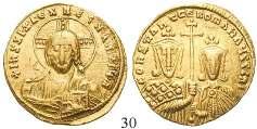 Gekrönte Büsten von Heraclius und Heraclius Constantinus von vorn, darüber Kreuz / Stufenkreuz; Offizin G. Gold. Sear 746.