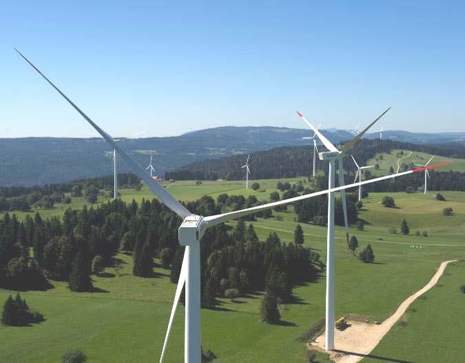 3.6 Windenergie Windenergieanlagen (5) Auf dem Mont Crosin (BE) wurden schrittweise an drei Standorten 16 Windturbinen mit einer gesamthaften Leistung von 29.2 MW realisiert.