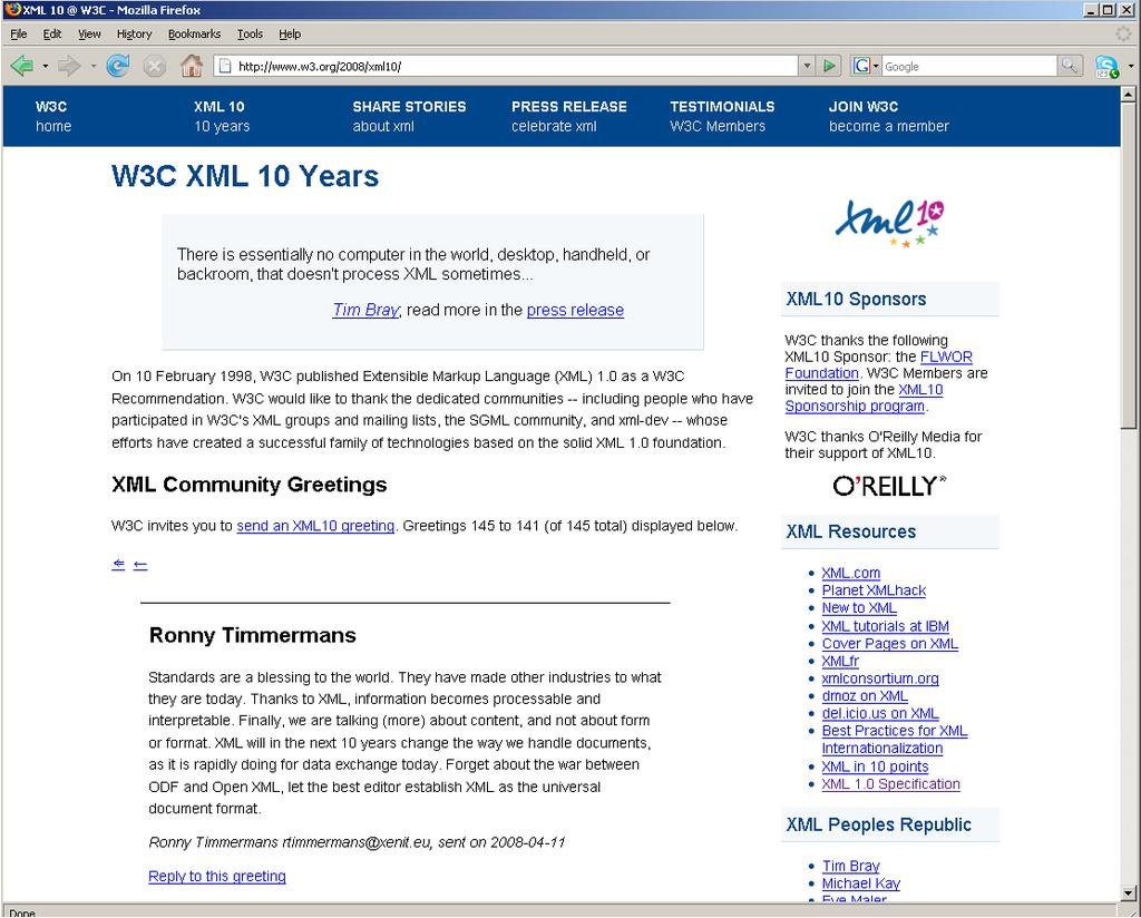 W3C XML wurde 10!