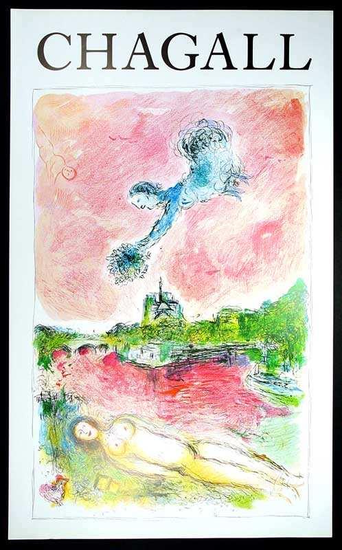 17 von 19 16 10848 Marc Chagall 1981 91 x 71 x 2 / 80 x 49 x 0,5 39,00 200,00 CHAGALL - Vue sur Notre Dame - Farboffset - Paris Marc CHAGALL