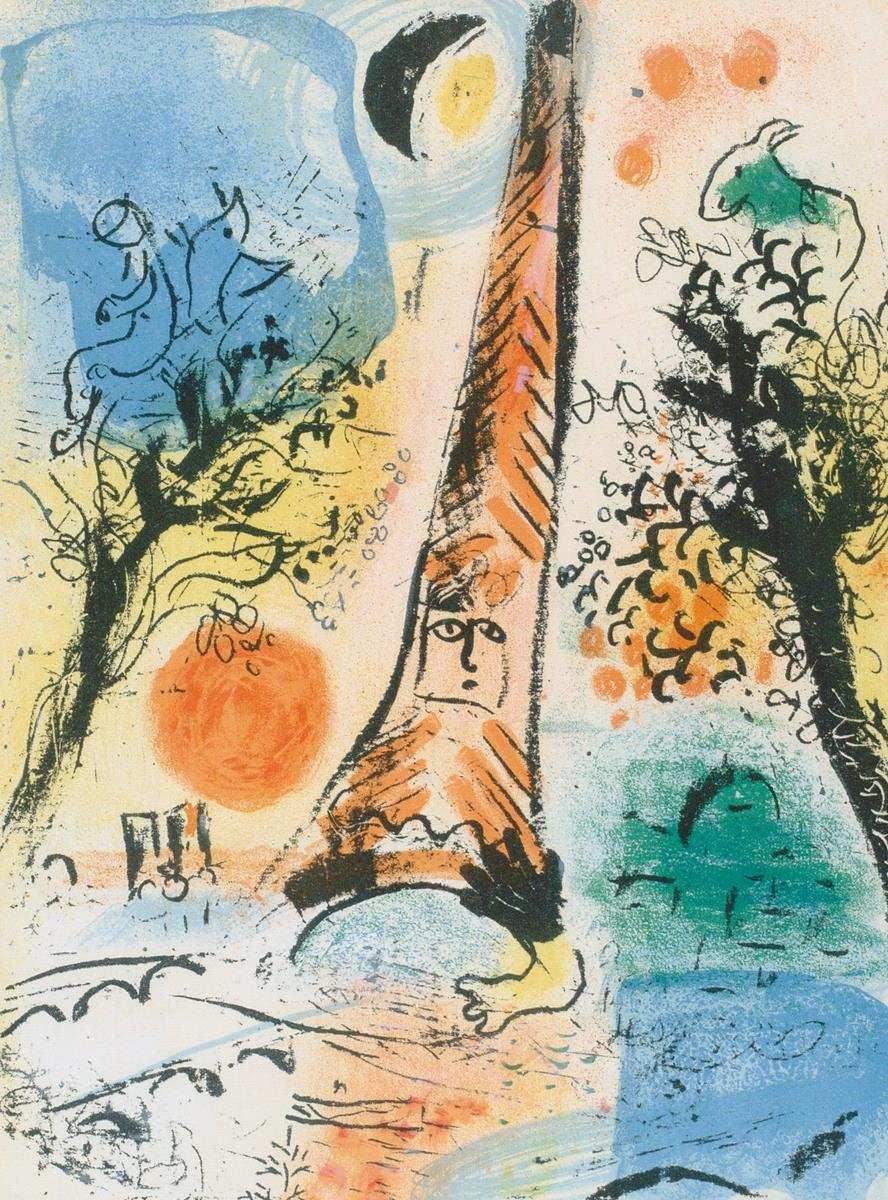 4 von 19 3 10242 Marc Chagall 1957 52 x 42 x 3 / 31 x 24 x 1 89,00 950,00 Vision von Paris Stadt bei