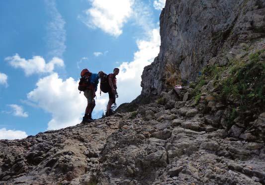 Es herrschte eine unerträgliche Luftfeuchtigkeit, da es die Tage zuvor unentwegt geregnet hatte. Nach einer Trinkpause auf der Alm ging es weiter zur Krinner-Kofler Hütte (1395m).