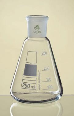 Erlenmeyerkolben Erlenmeyer flasks mit Kegelschliffhülse und Orientierungsteilung, DIN EN ISO 797, Borosilikatglas 3.