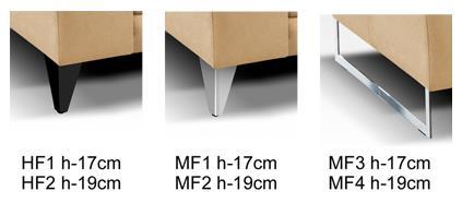 Fuss-Varianten: 1. Holzfuß Buche (HF) in 11 Farben erhältlich - Standard ohne 2. Holzfuß Eiche geölt (Eiche geölt) gegen laut Preisliste 3. Metall MF1, MF2 gegen laut Preisliste 4.