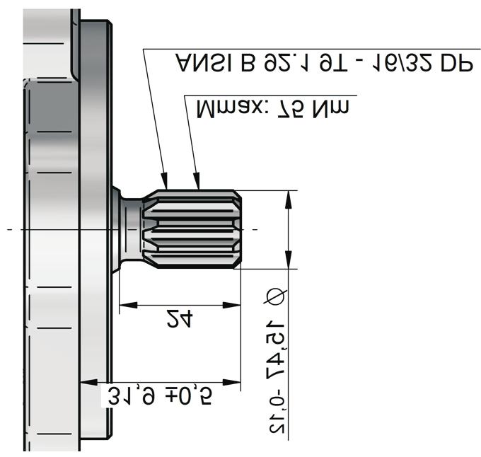 Wellenausführung in Millimeter (inches) DD CK DH 31,9 (1.