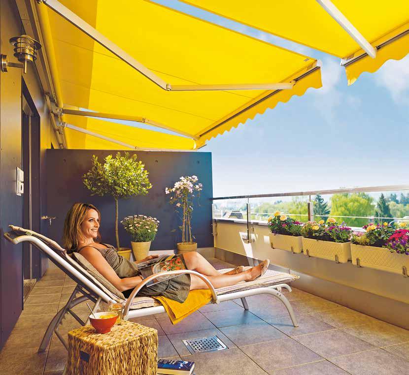 Ferienatmosphäre zu Hause Sonnenstoren Sonnenstoren von Schenker Storen schaffen ein erfrischend sommerliches Ambiente.