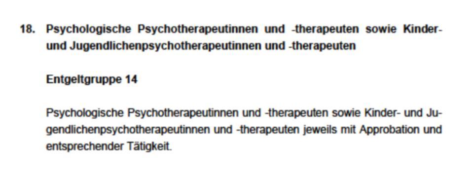 TVöD VKA Psychotherapie in Institutionen 20
