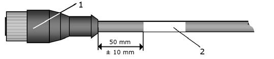 Kabelanfang 2 Position des Etiketts Beispiel für das Etikett eines Kabels: K-M12CAN-03-10m 0285_85 CC 1234567