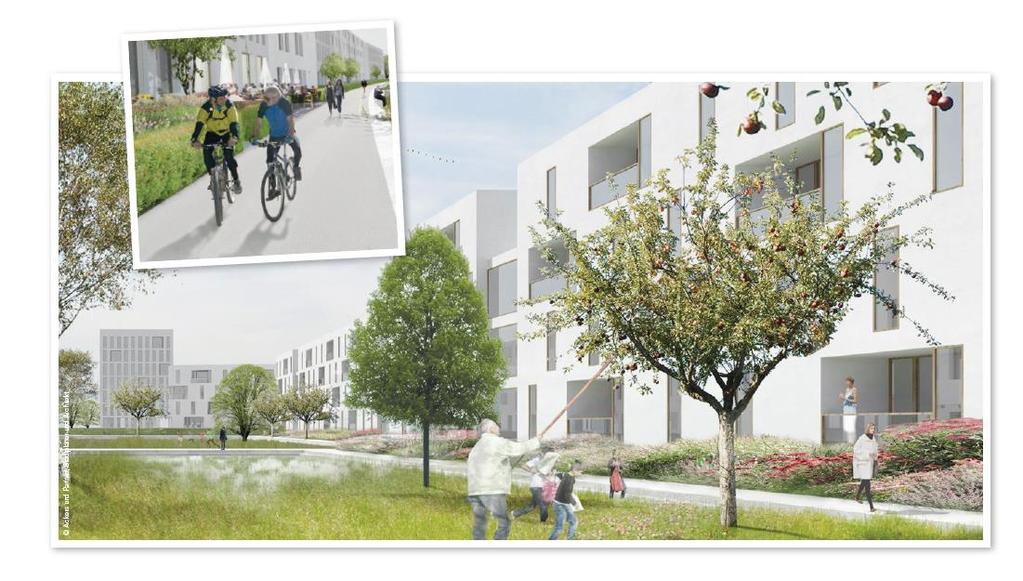 Planung des 2. Bauabschnitts Festsetzung Allgemeines Wohngebiet sowie Mischgebiet im Bereich des 8-geschossigen Baukörpers.