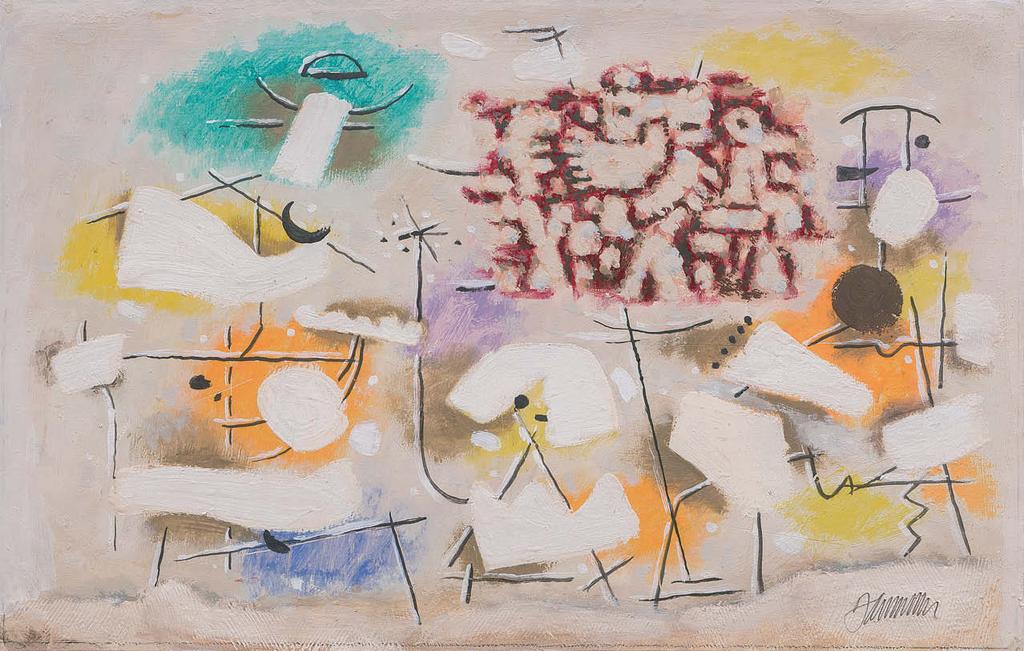 Willi Baumeister (1889 1955) Lyrik mit weißen Formen (Gelb-Orange), 1949 Öl und Kunstharz auf Karton, 31,9 50 cm Welt, wenn nicht des neuen Menschen erdachten.