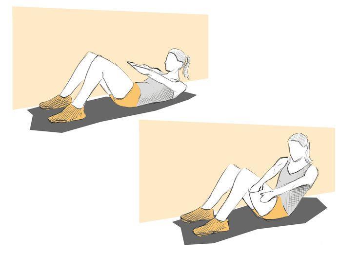 Rumpfbeuge (Sit-ups) schra g Variation: Bauch Hände/Arme gekreuzt auf die Schultern