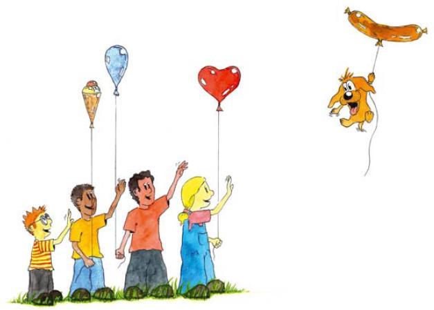 LiSe-DaZ (2011) Beispielitem Hauptsatz Testleiterin: Der Hund hat sich den Luftballon geschnappt. Er fliegt weg und winkt.
