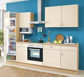 99.- Inkl. Einbau-Kühlschrank EEK): A+, Einbauküche Hochglanz weiß lackiert/ Beton-Nachbildung, inkl.
