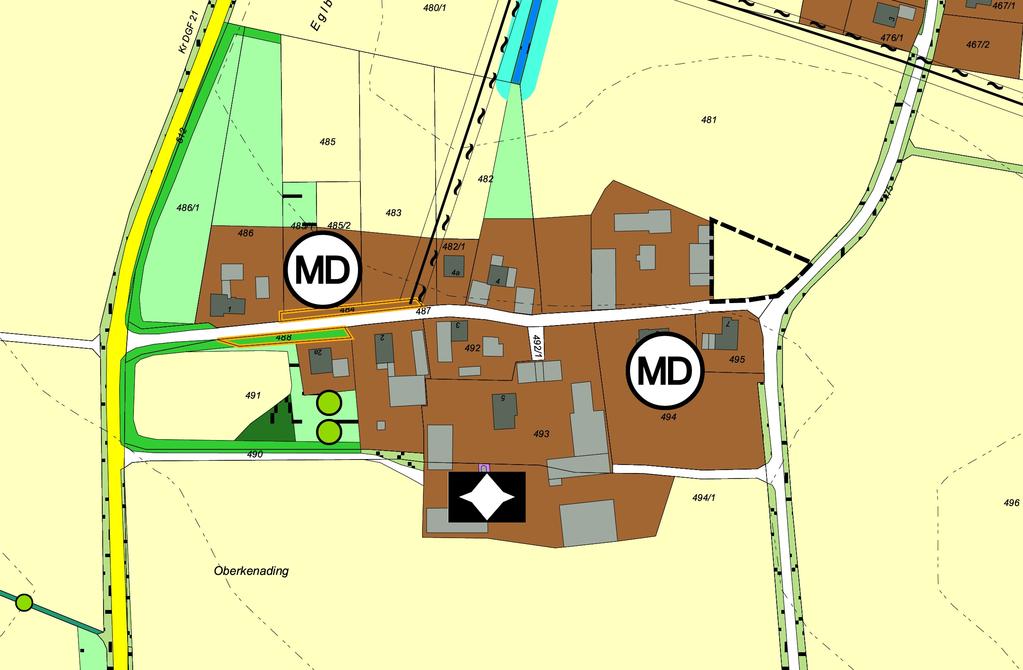 3.3 Planung Die Ergänzungssatzung erweitert das im Flächennutzungsplan dargestellte Dorfgebiet Richtung Osten bis zur Ortsverbindungsstraße. Der Geltungsbereich umfasst eine Größe von 1.155m².