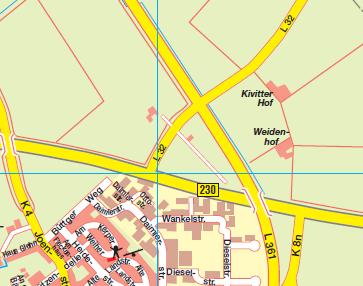 zwischen der L 32 / B 230 / L 361 (Bebauungsplan 30/44) den Namen Glehner Heide zu geben.