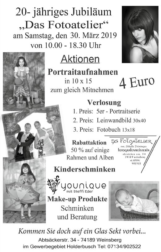 Aus diesem Grund ist Das Fotoatelier mittwochs von 14 bis 18 Uhr fest geöffnet. An den restlichen Tagen nach Terminvereinbarung.