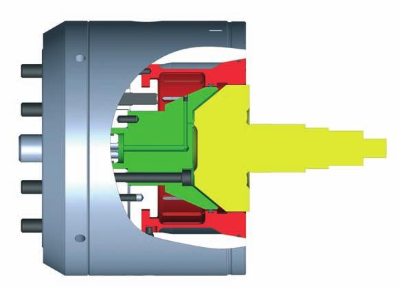 Kraftbetätigtes Spannzangenfutter KZF Power operated collet chuck KZF Radialspannung Radial clamping Zugkraft Traction