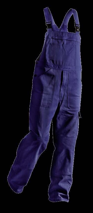 24 Quality-Dress LATZHOSE FORM 3651 1 Gesäßtasche rechts mit Patte 1 Schenkeltasche links, mit aufgesetzter Smartphonetasche Doppelter Latz mit Reißverschlusstasche 1