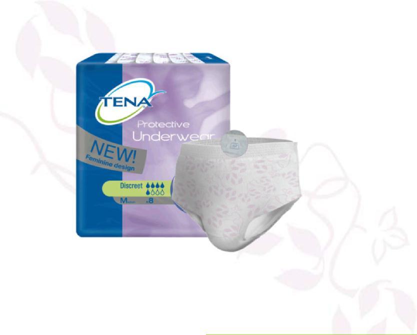 TENA Protective Underwear: Feminin, mit höchstem Tragekomfort Das bietet TENA Protective Underwear mehr gegenüber einem TENA Pants Produkt: - Geschlechtsspezifischer Ansatz in Design und Produktform