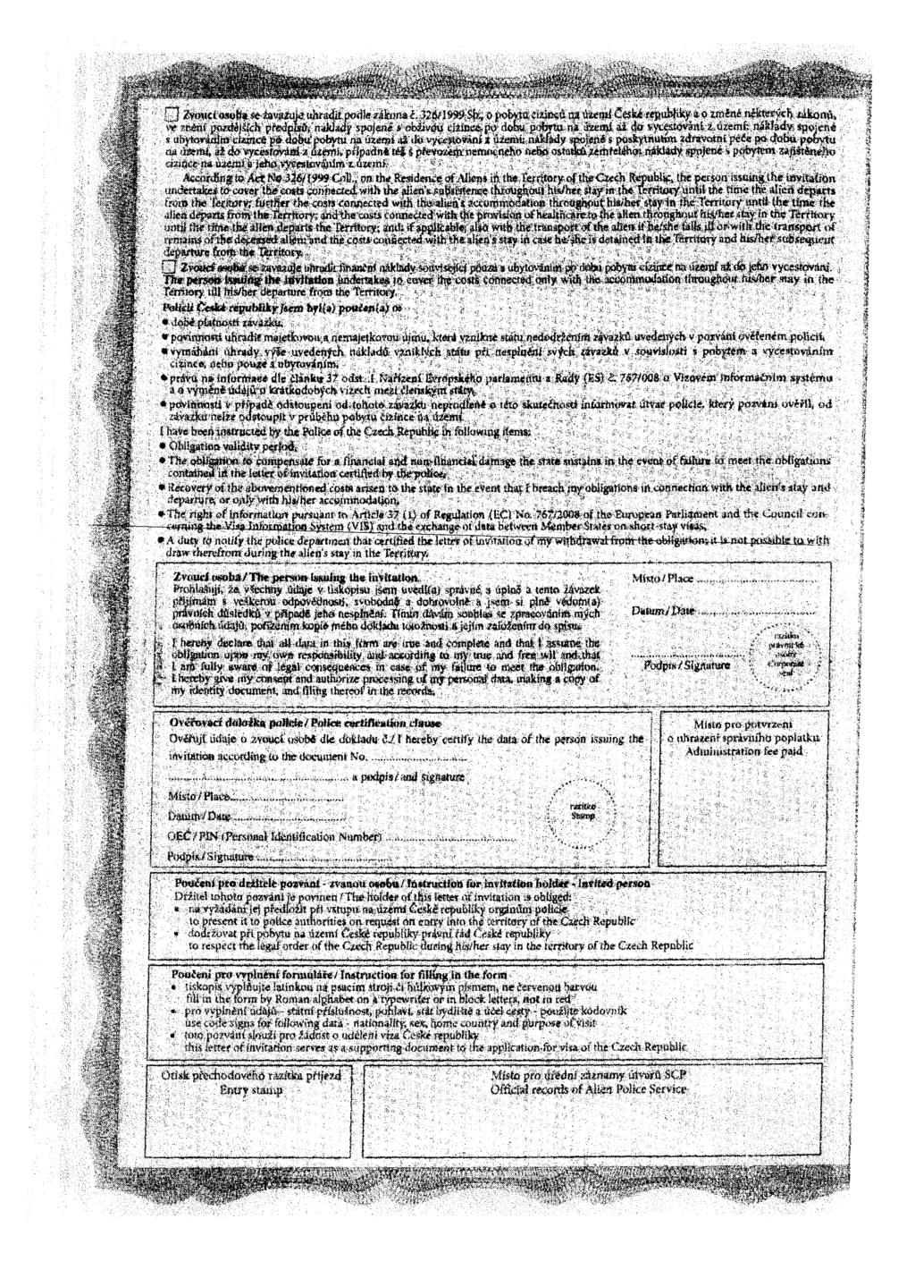 Annex33 Specimen Harmonisid Forms Providing Proof Of Invitation Sponsorship And Accommodaiion Drafted By The Contracting Parties Pdf Kostenfreier Download