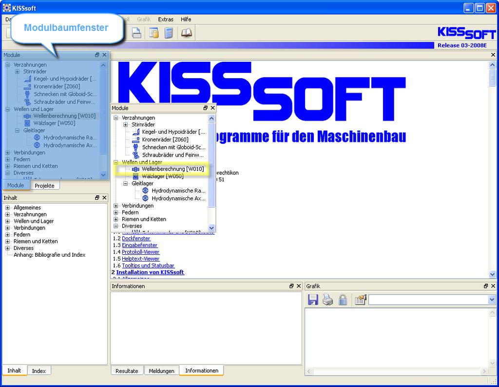 Es erscheint die folgende KISSsoft Benutzeroberfläche: Abbildung 1.