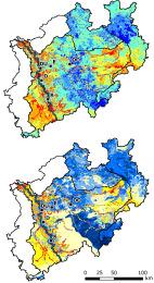 Wasser in NRW Grundwasserneubildung ist sensitive, denn sie ist das Endglied der lokalen Wasserbilanz 2051-2060/1961-1990 Abnahme im Rheintal und Ost-NRW Das lokale Grundwasserdefizit zusammen mit