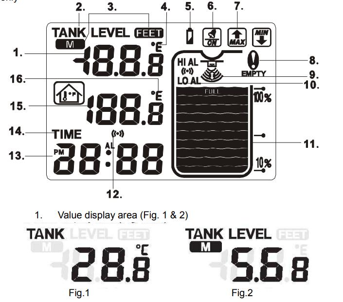 TS FT002 Ultraschall Tank Füllstandsanzeiger mit Temperatursensor 