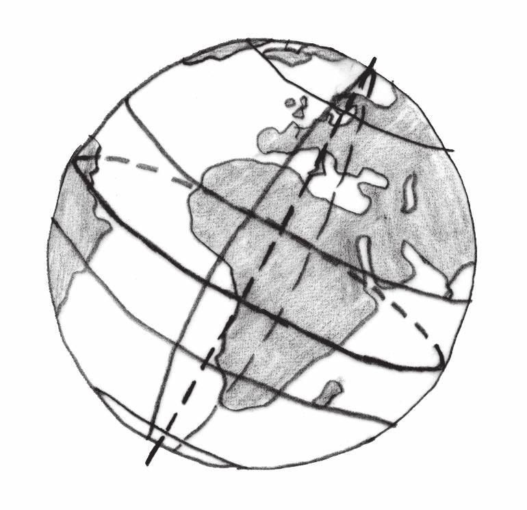 18 Das Gradnetz der Erde Die Erde als (durchsichtiges) Modell Aufgabe 2: Ordne die folgenden zehn Begriffe in der Modellzeichnung richtig zu.