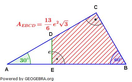 Lösung W1b/007 Die Fläche des Vierecks (1 errechnet sich aus der Fläche des Dreiecks!( abzüglich der Fläche des Dreiecks!1. Berechnung von über den 30. Bestimmung von. Berechnung von über den 8930.