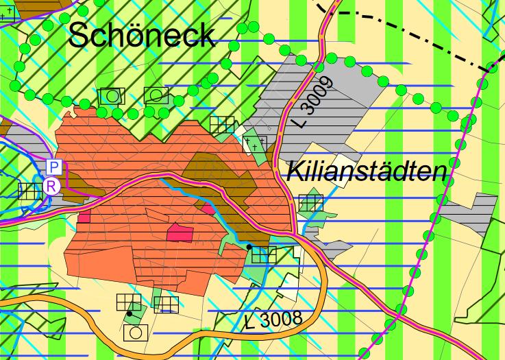 Ausbau der L3009 auf freier Strecke Die künftig größeren Abstände der vorhandenen Wohnbebauung westlich der Ausbaustrecke in Kilianstädten bewirken künftig geringere Beurteilungspegel an den