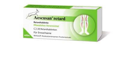 Aescusan N Rosskastaniensamen-Trockenextrakt Dosierung: 2-1-2 Filmtabletten täglich Packungsgrößen: 20, 50 und 100 Stück