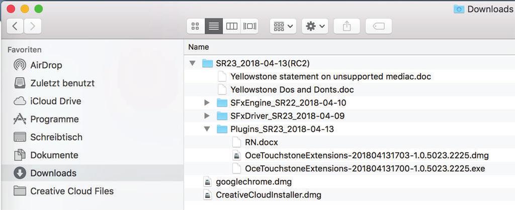 Installieren von Océ Touchstone Extensions für Mac OS X Systemanforderungen Mac OS X 10.