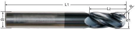 Vollhartmetall Radiusfräser Solid Carbide Ball Nose End Mills Baumasse DIN 6928 dim. to DIN 6928 und ab 6mm Ø DIN 6535 HB Weldon shank to DIN 6535 HA cyl.