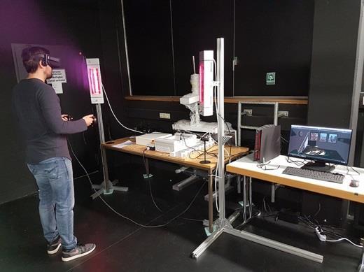 Demonstrator zum Erleben virtuell und real vermittelter Wirkungen von Produkten über eine neuartige Kopplung von Simulation und Bausystemen. Fraunhofer IBP 11.