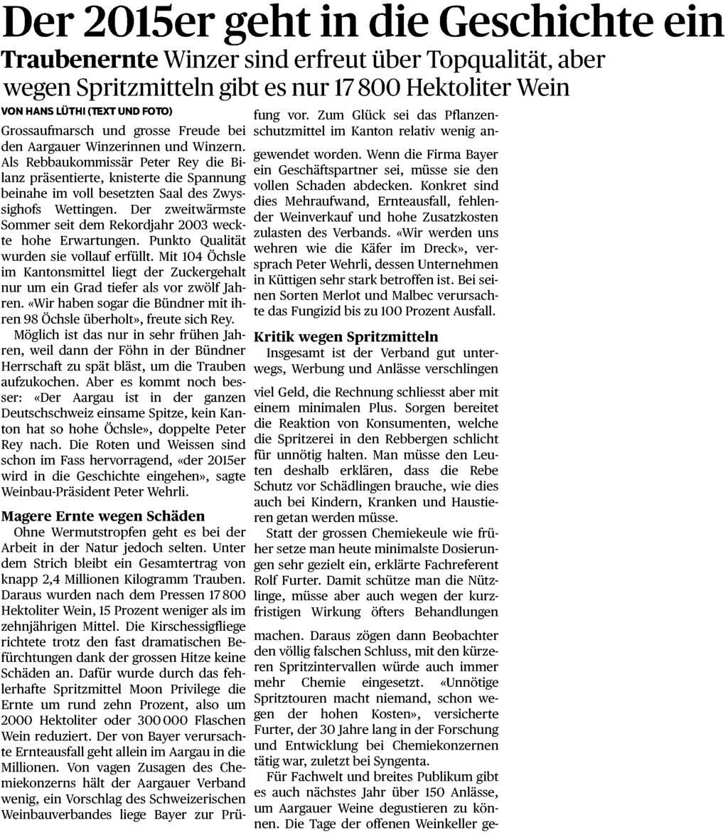 Aargauer Zeitung 5610 Wohlen 058/ 200 53 33 www.aargauerzeitung.