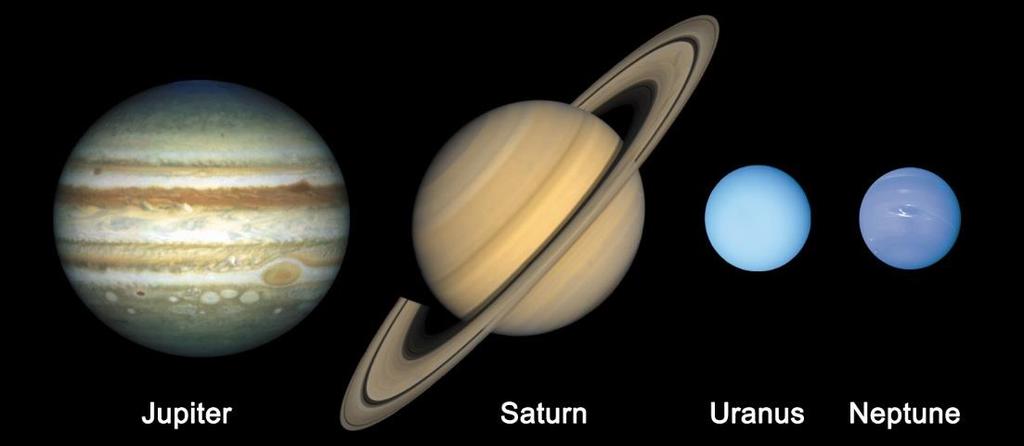 Gasplaneten Jupiter, Saturn, Uranus, Neptun Gasbälle mit festem Kern
