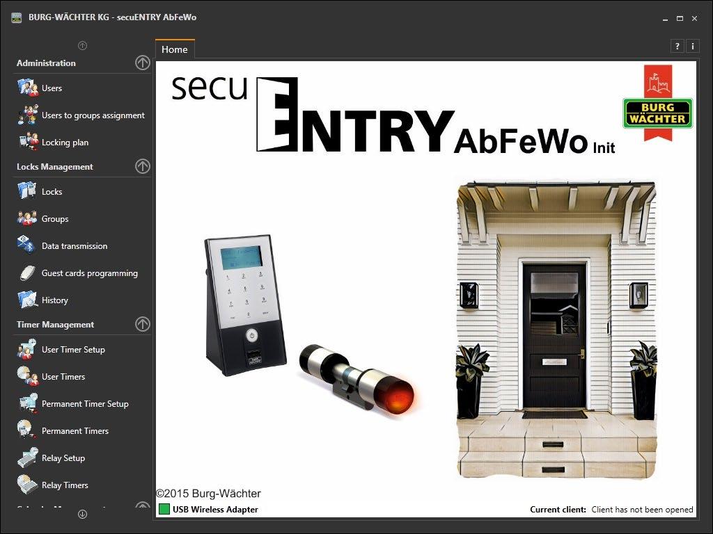 3 secuentry AbFeWo Init Software Nach einer erfolgreichen Installation und der Umstellung der Profilzylinder mit secuentry Setup Software erscheint beim Öffnen der secuentry AbFeWo Init Software