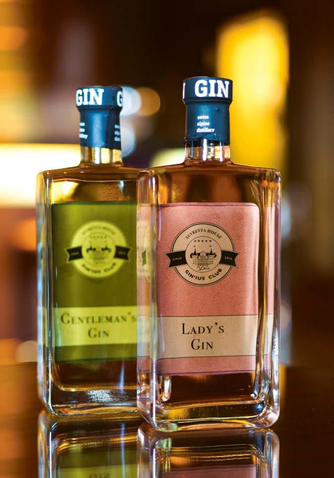 Hausgemachte Gin-Pralinen, gefüllt mit Suvretta House Lady s and Gentleman s Gin Seit dem Winter 2016 kommen Sie in den Genuss des eigens für das Suvretta House kreierten Lady s & Gentleman s Gin.