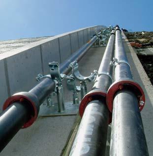 Druckleitung Wasser und Luft für Beschneiung DN 80-PN 16 ca. 290 m 3. Druckleitung Wasser für die Beregnung (Sommerbetrieb) DN 100-PN 16 ca. 285 m Alle Leitungen werden als Trockenleitungen betrieben.