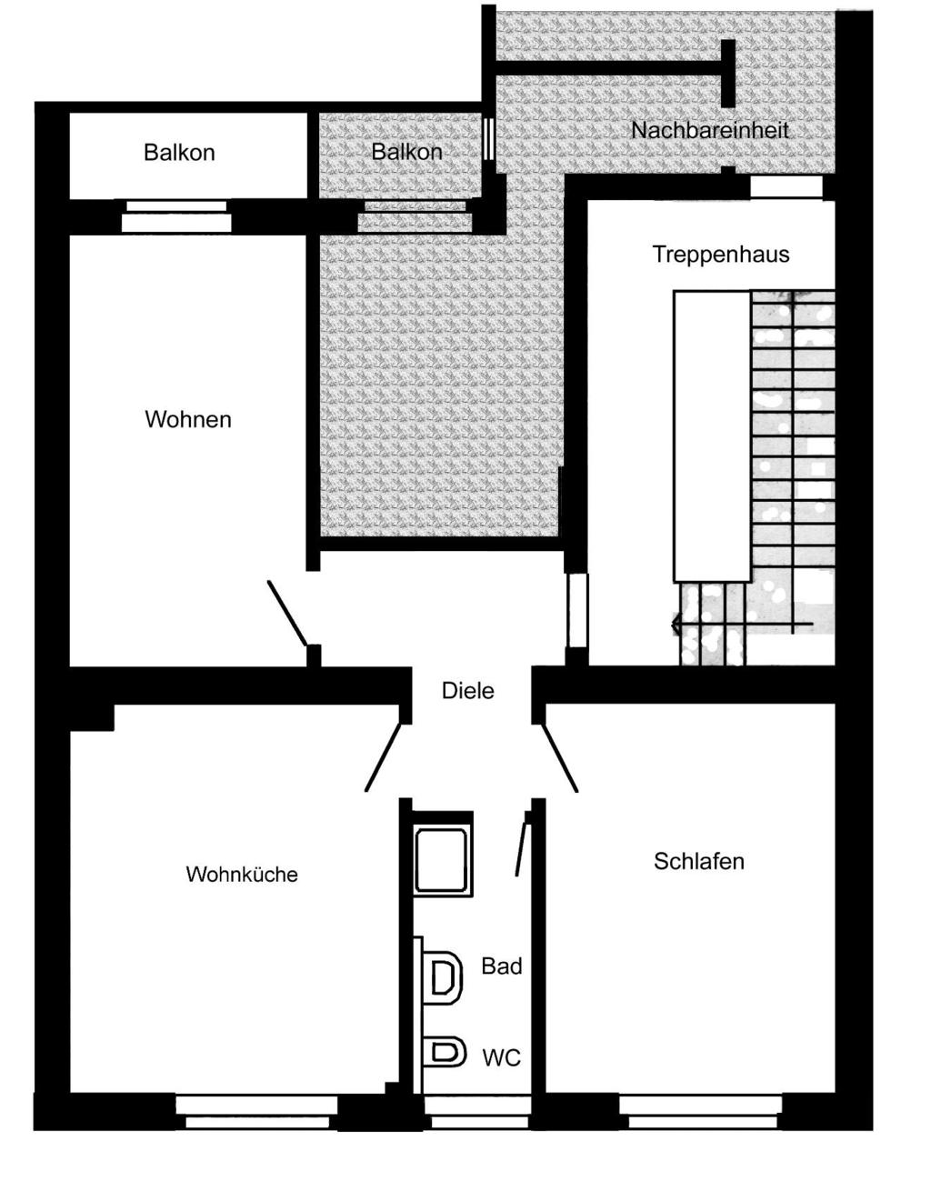 Hausverwaltung GmbH & Co. KG Grundriss: 2-Zimmer-Wohnung 3.