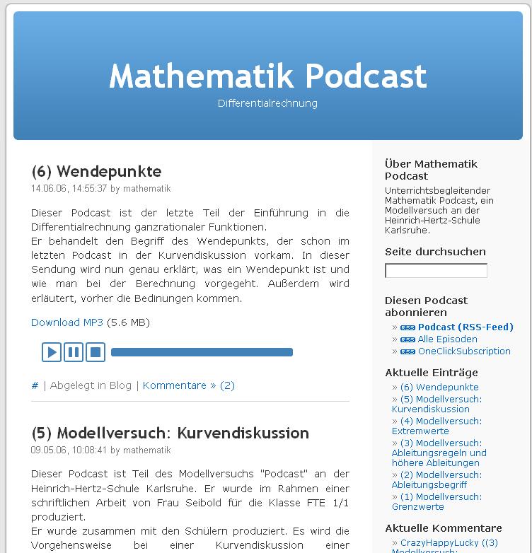 Podcasts: Mathematik http://mathematik.