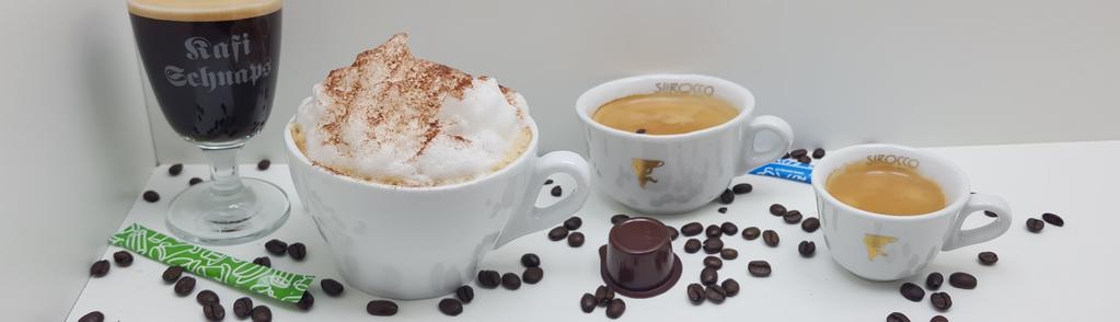 MwSt. inbegriffen Kaffee & Milchgetränke Kaffee crème Fr. 4.20 Milchkaffee Fr. 4.20 Espresso Fr. 4.20 doppelter Espresso Fr. 5.50 Kaffee-melange Fr. 5.20 Cappuccino Fr. 4.90 Latte Macchiato Fr. 5.20 Hausschokolade warm 2dl Fr.