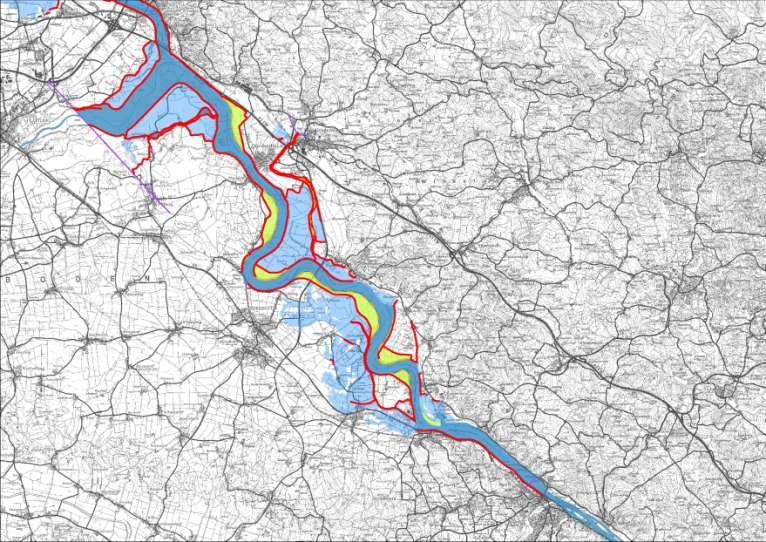 Vorland und Retentionsräume (Isarmündung - Vilshofen) Bestehendes Vorland Künftig zusätzliches Vorland Erhalten bleibende Hochwasserrückhalteräume (teilgeschützt)